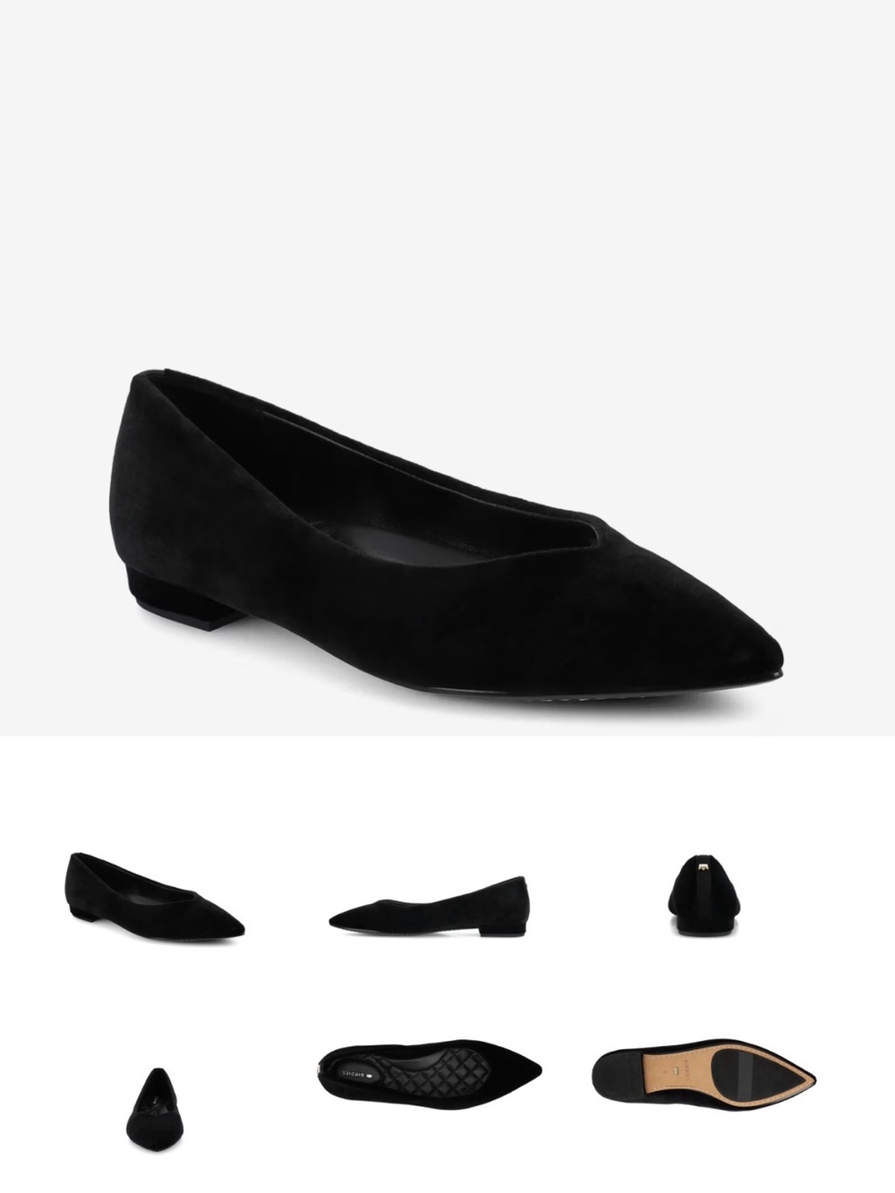 Birdies GOLDFINCH-15 Black Pointed-Toe Suede Ballet Flats